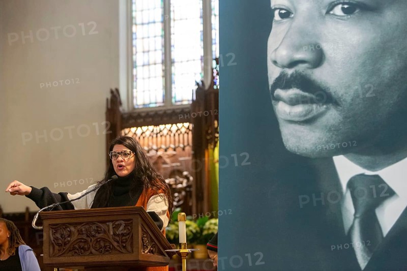 Detroit, Michigan USA, 15 January 2024, Congresswoman Rashida Tlaib was a featured speaker at the Martin Luther King Day rally for jobs, peace and justice at St. Matthew's & St. Joseph's Episcopal Church