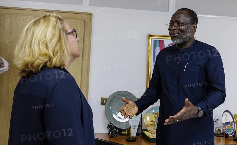 Svenja Schulze (SPD), Federal Minister for Economic Cooperation and Development, and Omar Alieu Touray, President of the ECOWAS Commission, Abouja, 5 February 2024.photographed on behalf of the Federal Ministry for Economic Cooperation and Development