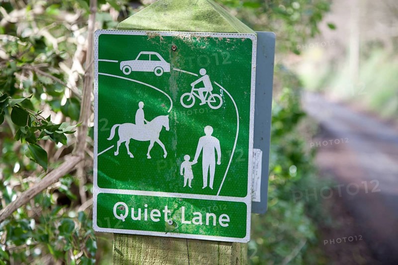 Sign for a Quiet Lane an example of countryside management, Charlcombe, near Bath, north east Somerset, England, United Kingdom, Europe