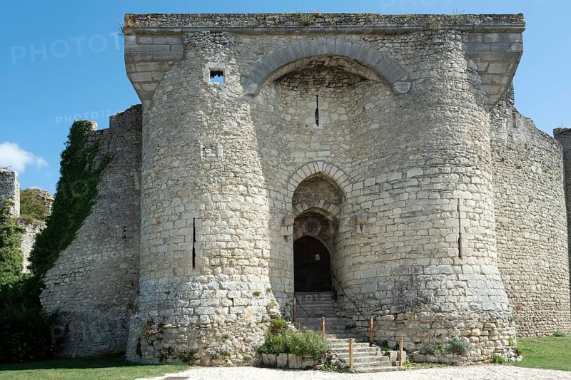 Billy. The entrance to a historic fortified castle, showcases medieval architecture from the 13th century, Allier, Auvergne-Rhone-Alpes, France, Europe