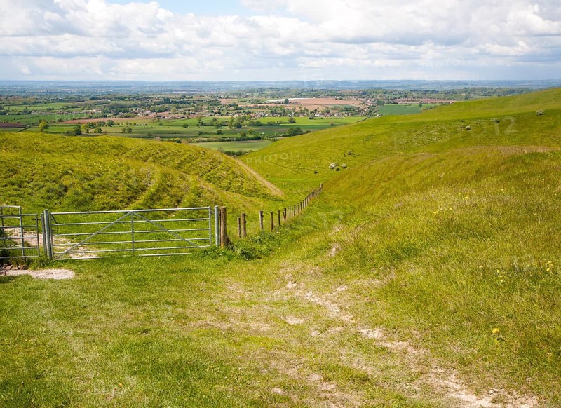 Chalk scarp slope with dry valleys at Roundway Hill, a special place for wildlife, near Devizes, Wiltshire, England, United Kingdom, Europe