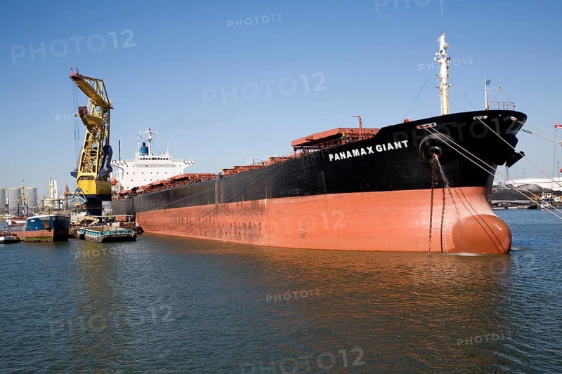 Cargo ship 'Panamax Giant' in shipyard at Botlek, Port of Rotterdam, Netherlands