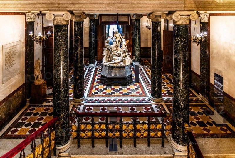 Sculpture on the occasion of the cutting of the Suez Isthmus by Pietro Magni, 1863, Teppenhaus, Palazzo Rvoltella, palace and modern art gallery, a total work of art, Trieste, harbour city on the Adriatic, Friuli, Italy, Trieste, Friuli, Italy, Europe
