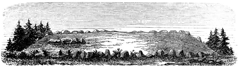 Barrow of Naschendorf near Grevesmühlen, hill, history of prehistoric mankind, Germany, historical illustration 1880, Europe