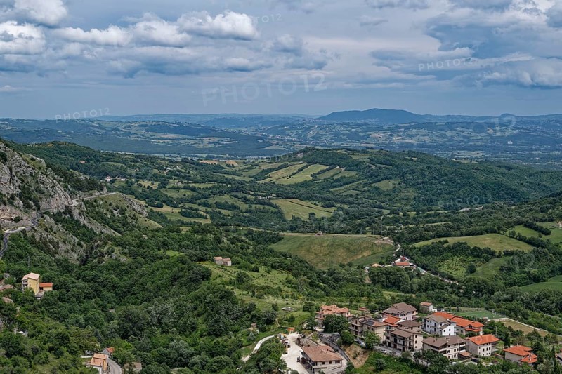 Roccamandolfii in the hilly landscape of the Isernia region. Molise, Italy, Southern Europe, Europe