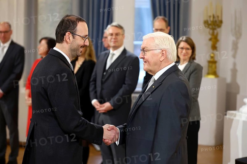 Faruk Ajeti Kosovo is received by Frank-Walter Steinmeier (President of the Federal Republic of Germany) in front of the Federal President's New Year's Reception at Bellevue Palace, Berlin 14 January 2025