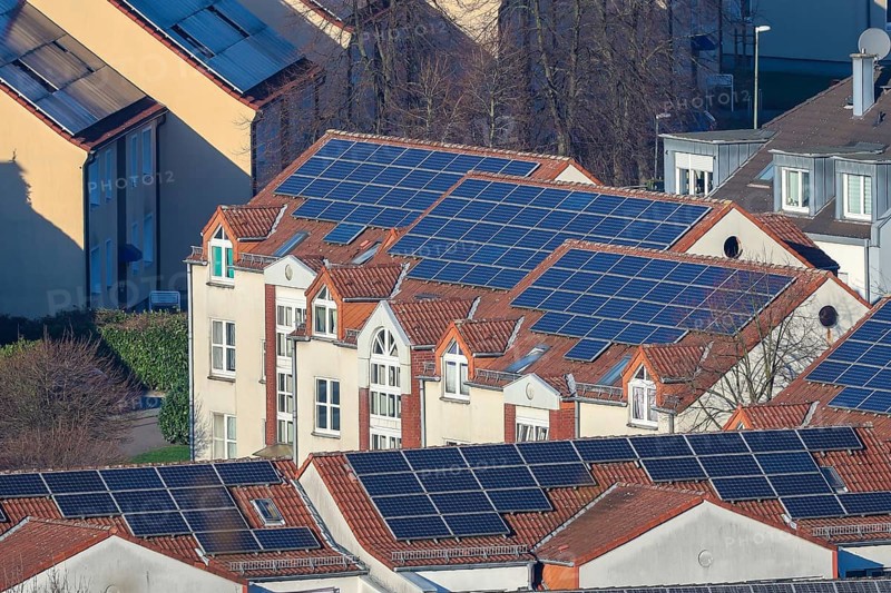 Bottrop, North Rhine-Westphalia, Germany, solar housing estate, apartment blocks with solar roofs, Innovation City Ruhr, Europe