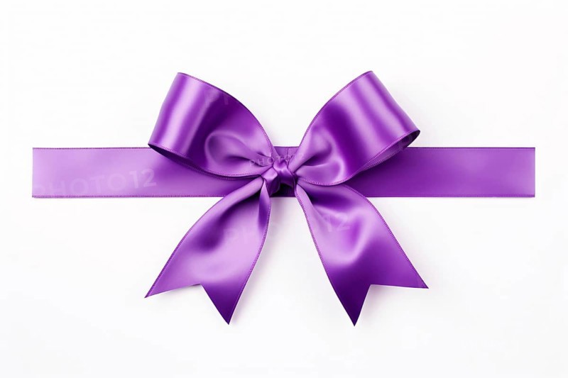 Purple silk ribbon on white background. KI generiert, generiert AI generated