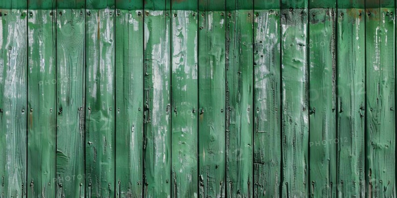 Banner with light green old vertical wooden planks. KI generiert, generiert AI generated