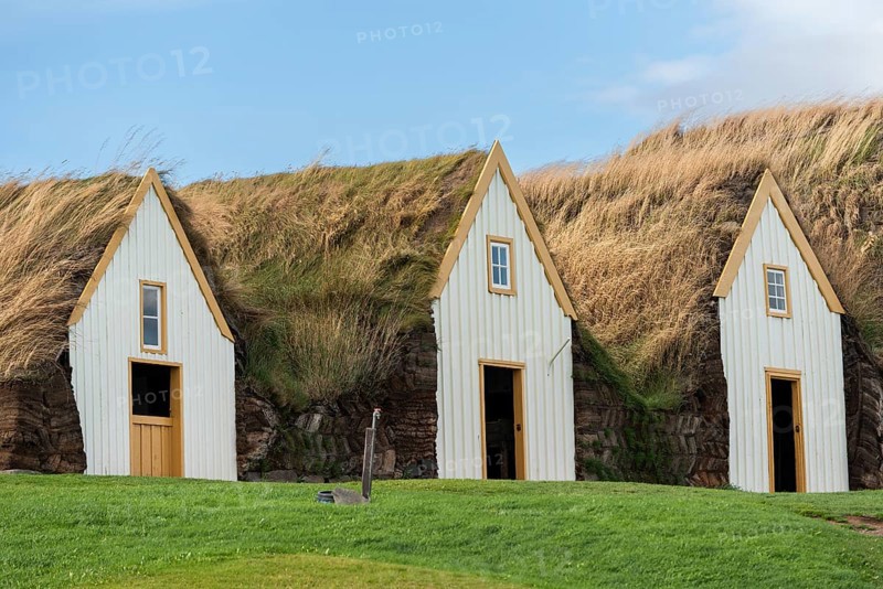 Grass sod houses, peat farm or peat museum Glaumbaer or Glaumbær, Skagafjörður, Norðurland vestra, Northwest Iceland, Iceland, Europe