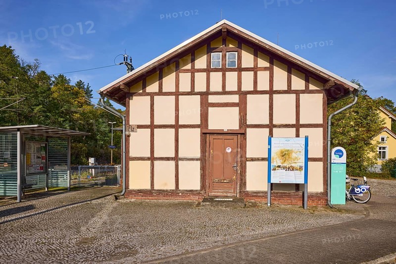 Ferch-Lienewitz railway station building in Schwielowsee, Potsdam-Mittelmark district, Brandenburg, Germany, Europe