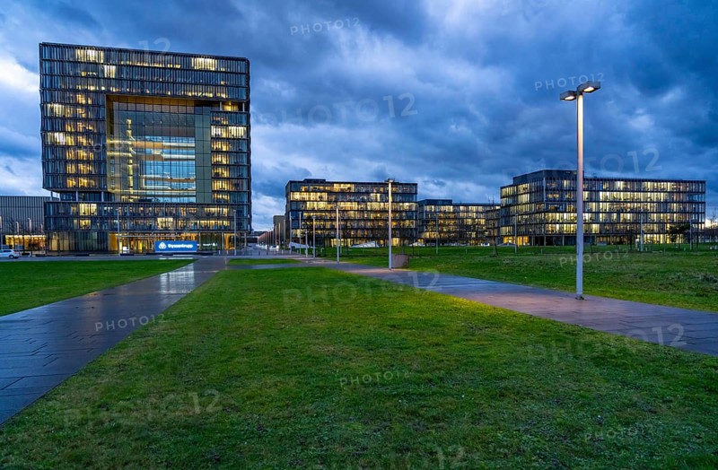 The Ruhr Tech Campus Essen, formerly the Thyssenkrupp Campus, headquarters of Thyssenkrupp, building K1, since 2024 other companies such as E.ON and Siemens have been located on the site, Essen North Rhine-Westphalia, Germany, Europe