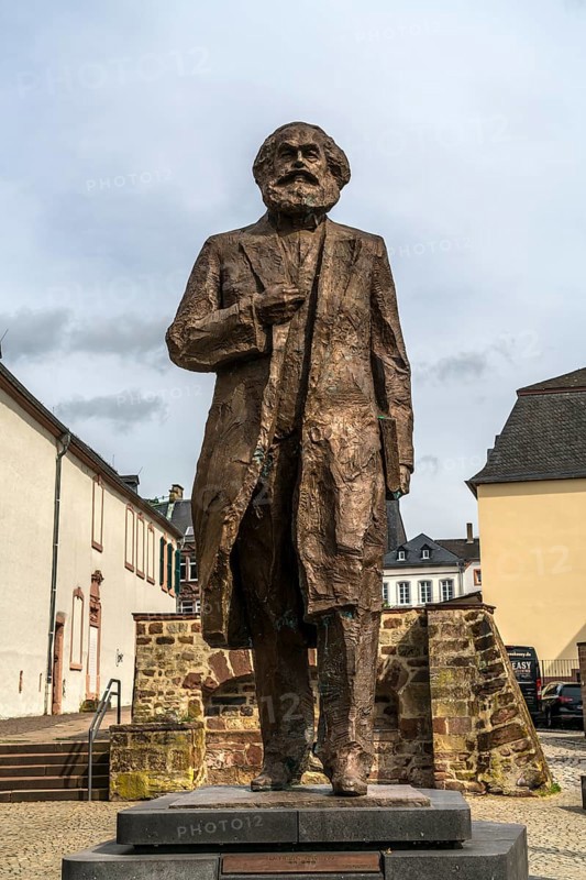 The Karl Marx statue on Simeonstiftplatz in Trier, Rhineland-Palatinate, Germany, Europe