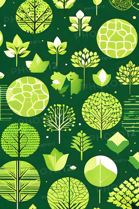 Abstract wallpaper with vector green eco friendly grid ornament symbolizing sustainability, AI generated