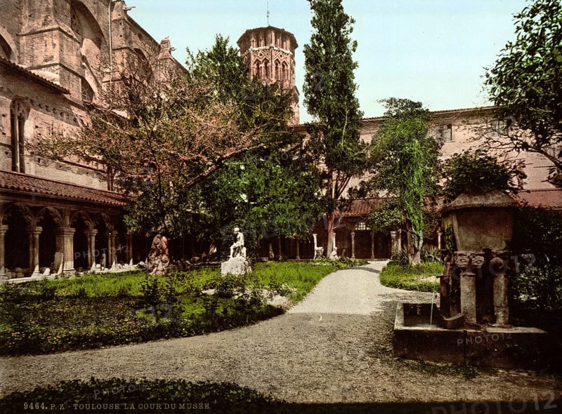 Museum Square, Toulouse, France, ca 1890, Historic, digitally restored reproduction from a 19th century original, Record date not stated, Europe