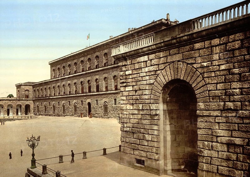 Palazzo Pitti, royal residence, Florence, Italy, Historical, digitally restored reproduction from a 19th century original, 1880, Record date not stated, Europe