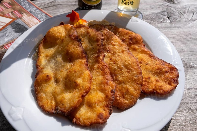 Potato leaves with sauerkraut, food, South Tyrolean speciality, Staller Almen, high valley, Staller Sattel, Defereggen Valley, East Tyrol, Austria, Europe