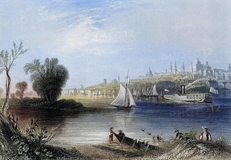 Albany New York USA in the nineteenth century, Historical, digitally restored reproduction from a 19th century original, Record date not stated
