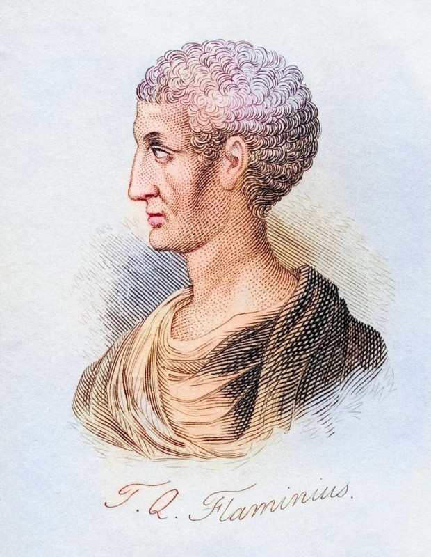 Titus Quinctius Flamininus, c. 228 BC, 174 BC Roman politician and general. From the book Crabbs Historical Dictionary, published 1825, Historical, digitally restored reproduction from a 19th century original, Record date not stated