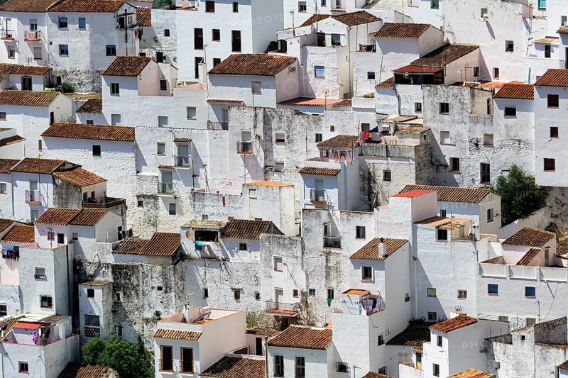 Typical white village of Casares, houses on the hillside, close-up, Route of the white villages, Malaga, Andalusia, Spain, Europe