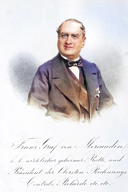 Franz Graf Mercandin (1802-1871), President of the Supreme Court of Auditors, Member of the House of Lords, Historical, digitally restored reproduction from a 19th century original, Record date not stated