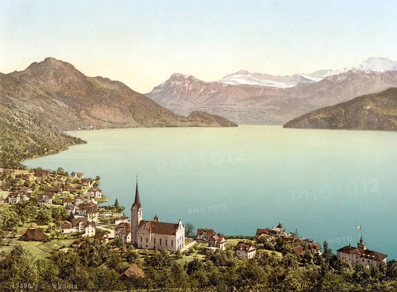 Weggis, Rigi, Switzerland, Historic, digitally restored reproduction from a 19th century original, Record date not stated, Europe