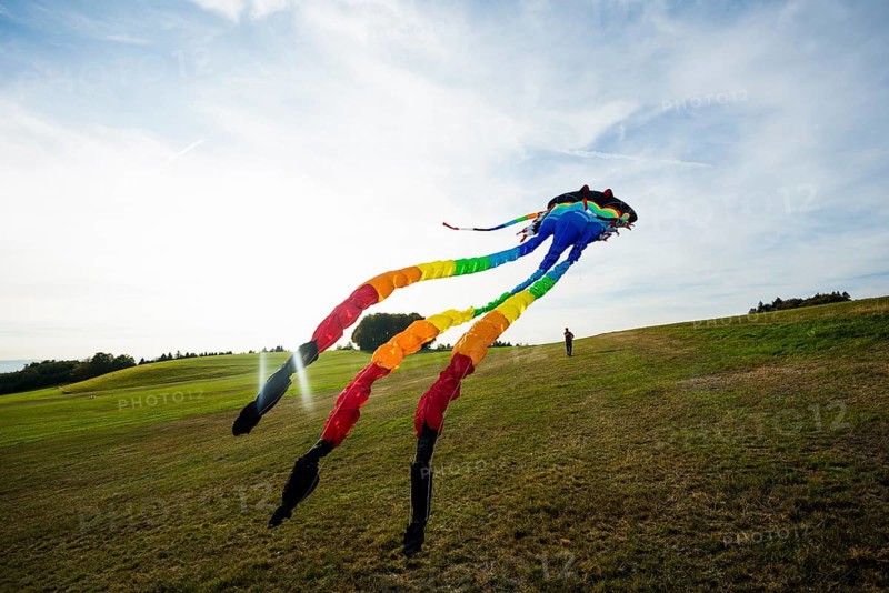 Large stunt kite, Hütten, Rickenbach, Hotzenwald, Southern Black Forest, Black Forest, Baden-Württemberg, Germany, Europe