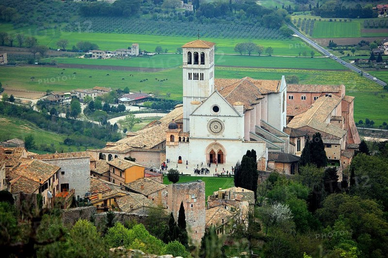 The church of Santa Maria Maggiore, baptistery of St Francis of Assisi, Assisi, Umbria, Italy, Europe