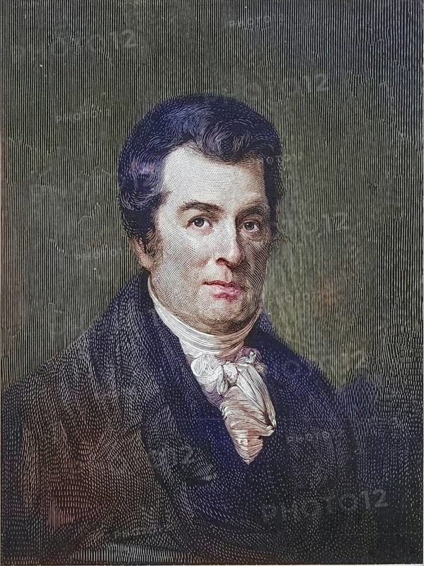 David Hosack (1769-1835), American physician and botanist. He founded the Elgin Botanic Garden in New York, where the Rockefeller Centre stands today. Copperplate engraving, 1896, digitally restored reproduction from a 19th century original, record date not stated