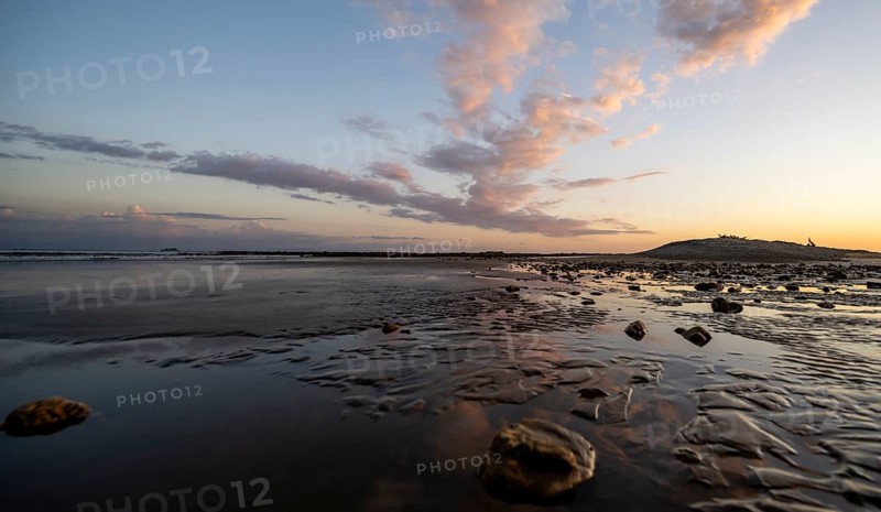 Evening mood, low tide on the beach, Marino Ballena National Park, Puntarenas Province, Osa, Costa Rica, Central America