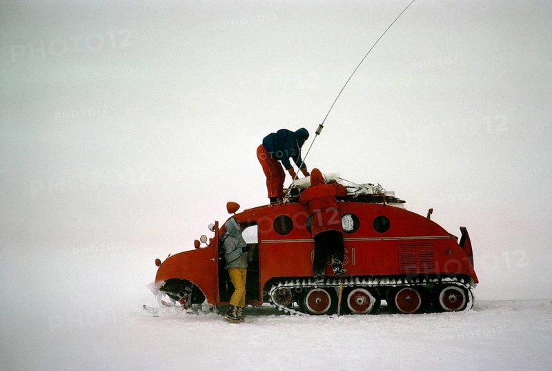 GUSI Bombardier B 12 snowmobile, Gudmundur Jonasson travel company Adventure Arctic Expedition to the frozen ice cap, Iceland, 1972, Europe