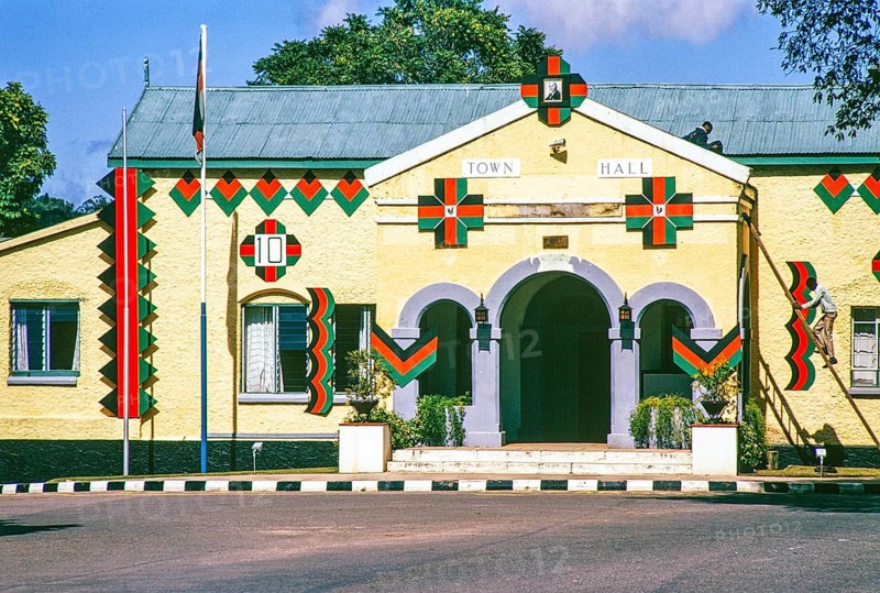 Old Town Hall, Victoria Hall, Blantyre, Malawi, Southern Africa, decorated in 1974 to celebrate 10 years of independence, Africa