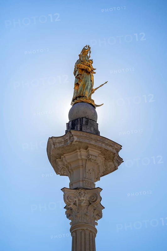 Marian column from the Marian fountain, built 1777-1780, Eichastätt, Upper Bavaria, Germany, Europe