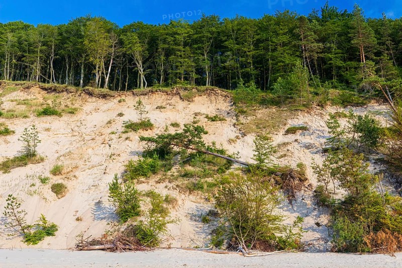 Cliffs of the Wolin National Park. Beach at sunset, close to Miedzyzdroje (Misdroy), a village in Kamien Pomorski County, West Pomeranian Voivodeship, in northern Poland
