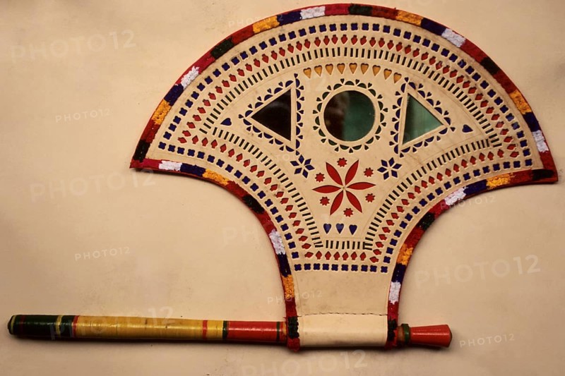 Colourful leather fan, khavda, gujarat, india