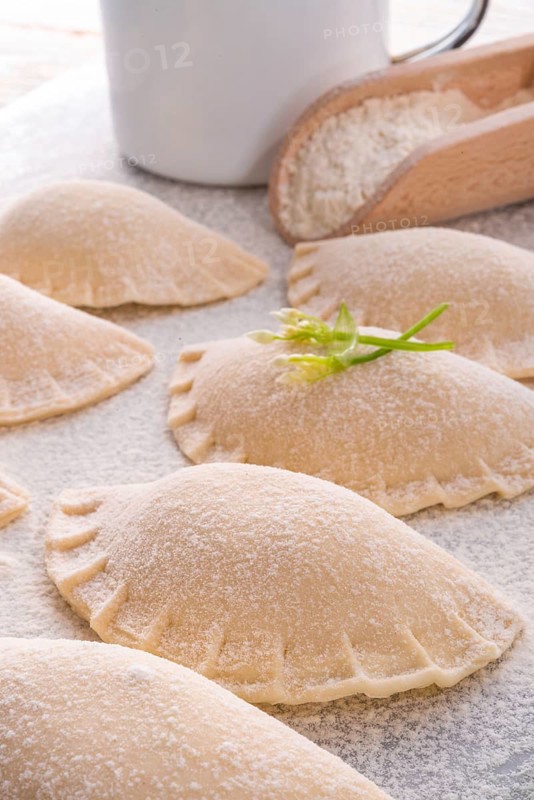 Pierogi with wild garlic filling