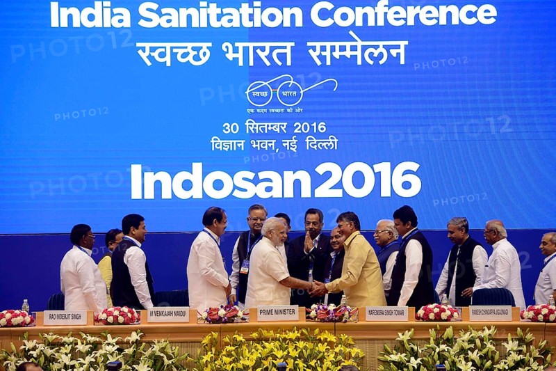 Prime Minister Narendra Modi N Chandrababu Naidu inauguration ceremony of India Sanitation Conference New Delhi