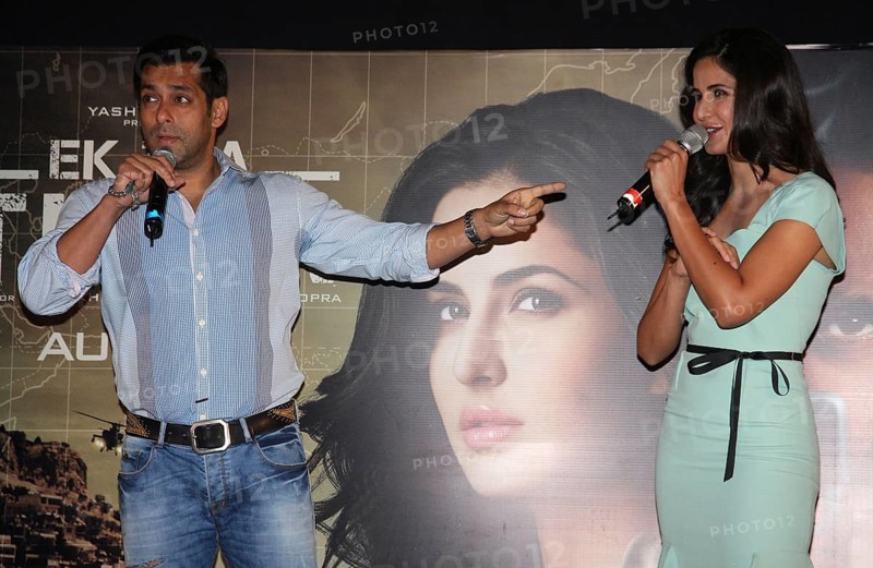 Bollywood actors Salman Khan Katrina Kaif during launch first song their upcoming film Ek Tha Tiger Mumbai