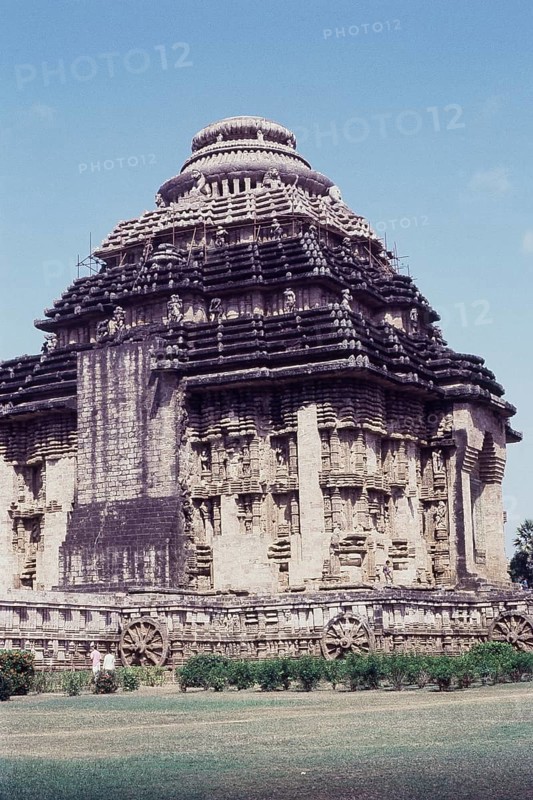 Side view of Konark Sun Temple in Orissa, India, Asia