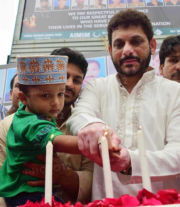 All India Majlis-e-Ittehadul Muslimeen (AIMIM) workers pay candle light tribute to slain Indian soldiers in Mumbai, India, Asia