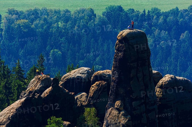Climbers in the Schrammstein area in Saxon Switzerland