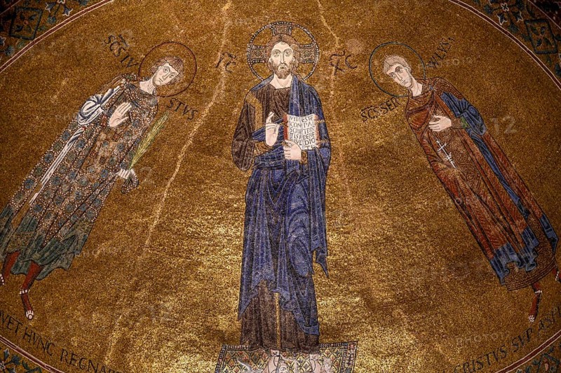 Ceiling mosaic over the right altar of the Cathedral of San Giusto, Trieste, Friuli Venezia Giulia Region, Italy, Europe