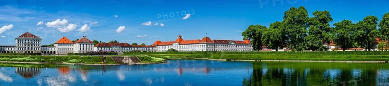 MUNICH, GERMANY, MAY 8, 2012: Panorama of Nymphenburg Palace (Schloss Nymphenburg) . This Baroque palace is the main summer residence of the former rulers of Bavaria of the House of Wittelsbach