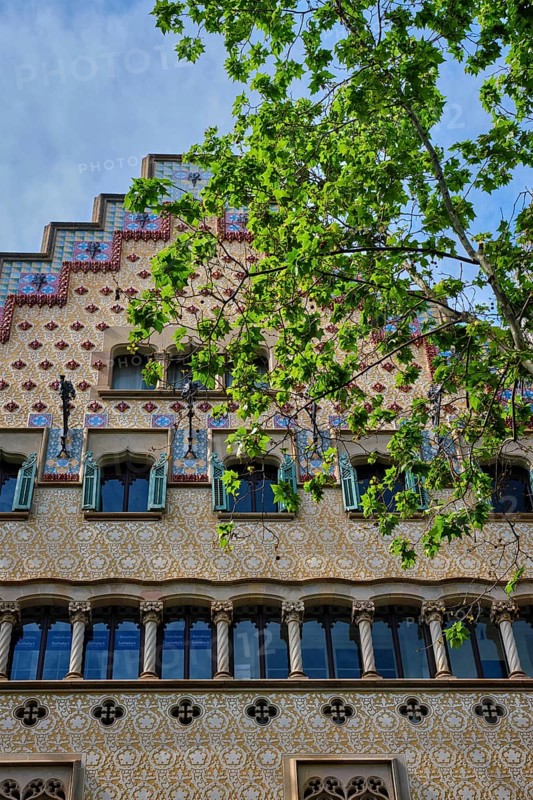 BARCELONA, SPAIN, APRIL 15, 2019: Famous Casa Batlo house know as La Pedrera modernist building in Barcelona, Catalonia, Spain designed by architect Antoni Gaudi