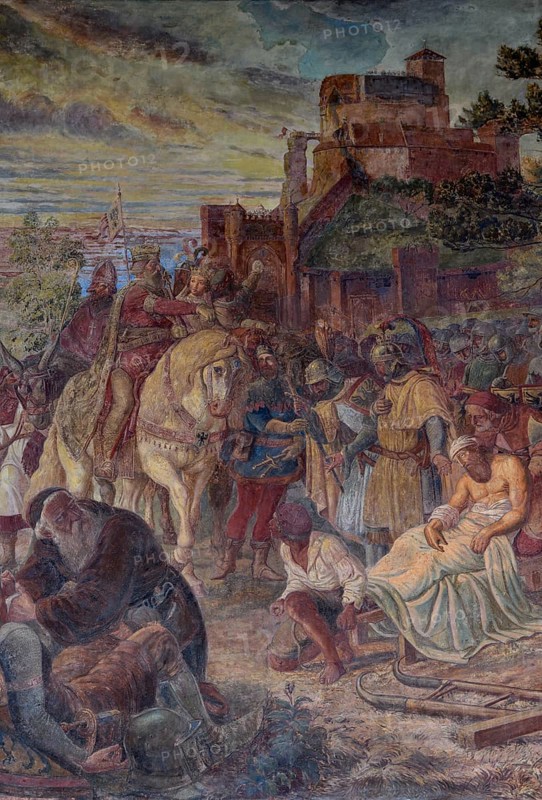Fresco Alt-Eberstein, Trinkhalle, Baden-Baden, Black Forest, Baden-Württemberg, Germany, Europe
