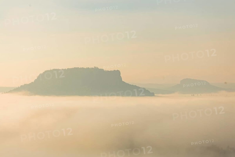 Lilienstein in the morning mist