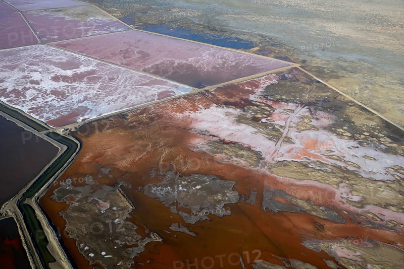 Saltworks, salt production, aerial view, Walfish Bay, Erongo region, Namibia, Africa