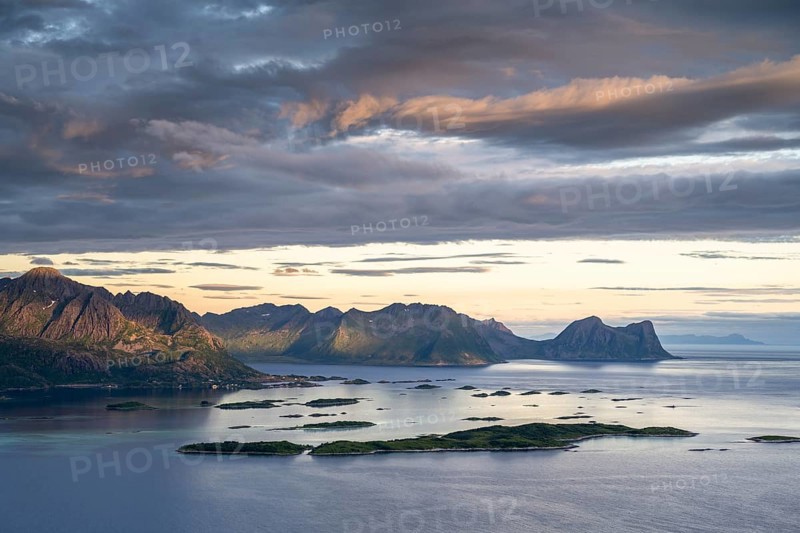 Fjord and mountains, Bergsfjord, Senja, Norway, Europe