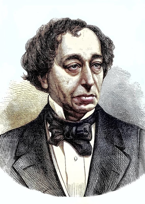 Benjamin Disraeli, 1st Earl of Beaconsfield, 21 December 1804 - 19 April 1881, was a Conservative British statesman and successful novelist. Twice, in 1868 and from 1874 to 1880, he held the office of British Prime Minister, Historical, digitally restored reproduction of a 19th century original