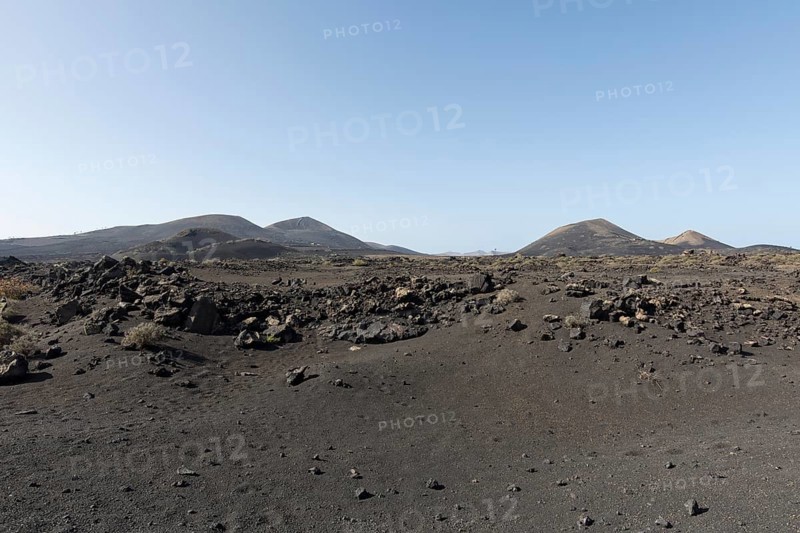 Mountain range with volcanoes in Timanfaya National Park, Lanzarote, Canary Islands, Spain, Europe